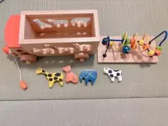 木製動物パズル トラック型おもちゃ