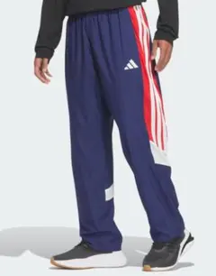adidas アディダス トレーニングパンツ 紺 赤 白 M 定価8800円
