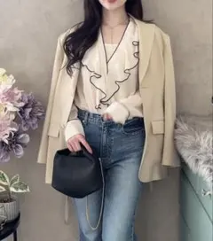 ZARA コントラストパイピング フリル ブラウス フリル 長袖シャツ