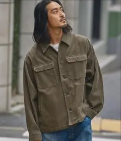 オーバーサイズ コーデュロイシャツ オリーブ