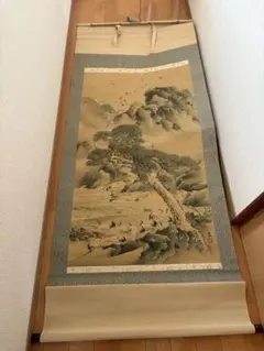 肉筆 掛軸 武者絵 桜に若武者 絹本 在銘 落款 日本画 古美術 床の間 肉筆 掛軸 武者絵 桜に若武者 絹本 在銘 落款 日本画 古美術 床の間