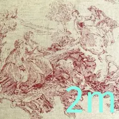 CABBAGES&ROSES×YUWA トワルドプレ　鶏柄　赤　綿麻シーチング