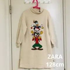 zara 128cm ミッキー＆フレンズ タートルネックワンピース クリスマス