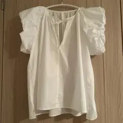美品 Cloth＆Cross バルーンスリーブVネックブラウス ハグオーワー