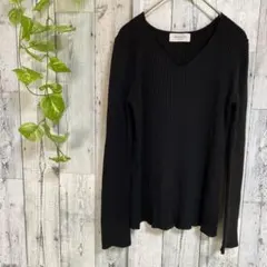 【オペークドットクリップ】ニット(36)S/黒/ブラック/トップス/長袖