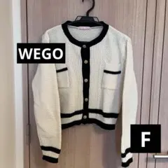 WEGO レディース バイカラー ニット カーディガン ホワイト ブラック