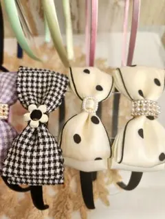 １つ500円！リボンカチューシャ　入学　卒園　入園　フォーマル　ドット柄