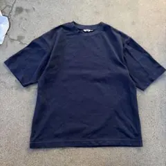 UNIQLO U エアリズムコットンオーバーサイズTシャツ5部袖 ネイビー