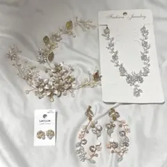 ウエディング　ヘッドドレス　イヤリング　ネックレス