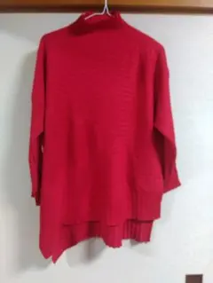 trubeボトルネックアシメントリーロングニット