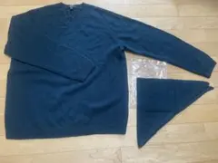 UNIQLO カシミヤリラックスＶネックセータースカーフつき　55GREEN