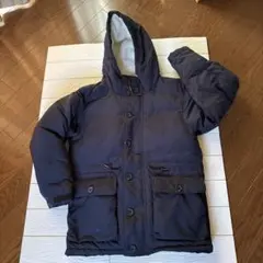 フード付きネイビー ダウンジャケット