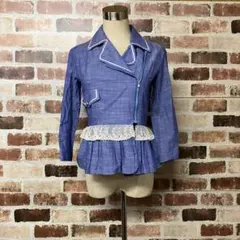 【axes femme】レース切替薄手コットンライダースジャケット アクシーズ