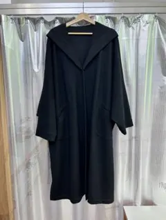ウール ロングコート ブラック フード付き