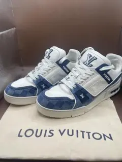 現行　ルイヴィトン トレイナー ライン　ダミエ柄デニムスニーカー25.5〜26㌢