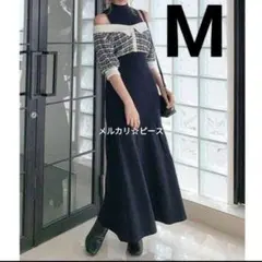①dazzlin ツイードショートニットワンピース ブラック M