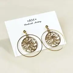 741◆ゴールド　リング　シンプル　大ぶり　ハンドメイド　ピアス　イヤリング