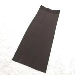 【INÉD】リブニットスカート 9号 日本製 ブラウン ミモレ丈のサムネイル