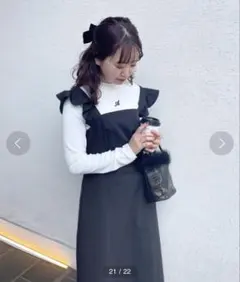 NICE CLAUP ナイスクラップ　ハイネックインナーセット肩フリルキャミ