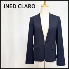 【未使用に近い】イネドクラロ ノーカラージャケット ホック レディース 濃紺 M