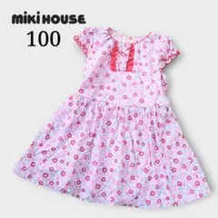Miki House ワンピース 100 花柄 フリル スワロフスキー ピンク