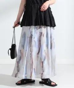 Ray BEAMS シフォンプリントAラインスカート 総柄 ロングスカートのサムネイル