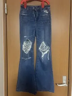 【JEANASIS ∗*゜ ダメージ加工 フレアデニム 】