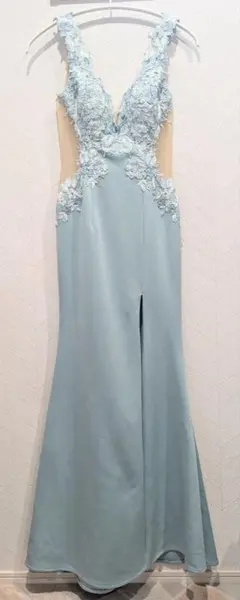【AngelR】キャバドレス S ロングドレス 水色 刺繍