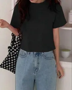 新品！SHEIN DaZy 短袖　カジュアルTシャツ　無地　ブラック　Mサイズ