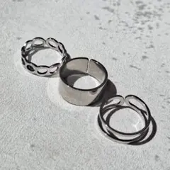 3点セット リング チタン素材 シルバーカラー 韓国 重ね付け メンズ 男女兼用