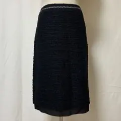 【UNITED ARROWS】ラメ ツイード タイトスカート ひざ丈　ブラック