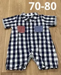 チェックロンパース　70 80