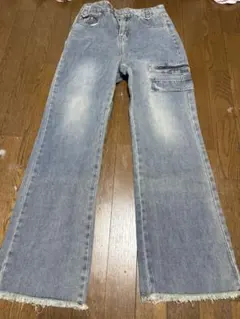 フレアパンツ フレアデザイン ライトブルーデニム デニム