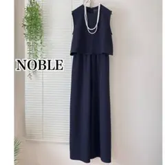 【2025SS】NOBLE ダブルクレープスリーブレスオールインワン 紺のサムネイル