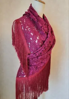 ダークピンク×ワインレッド (大) ロングシージョ フラメンコ　衣装