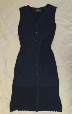Rady レディ フロントボタンリブ編みニットワンピース ネイビー 紺色レース
