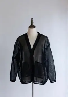 pois ポア double mesh Cardigan ブラック カーディガン - メルカリ