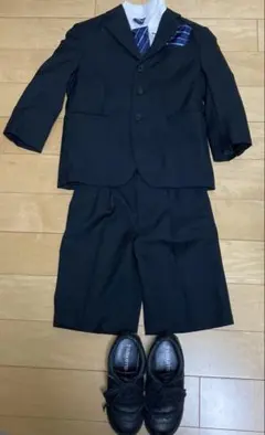値下　5点セット120cm 男の子スーツ 襟付カーディガン 靴　卒園式 入学式