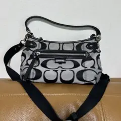コーチ ワンショルダーバッグ　2WAY シグネチャー グレー ブラック
