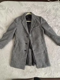 GU チェスターコート ブラック・ホワイトチェック