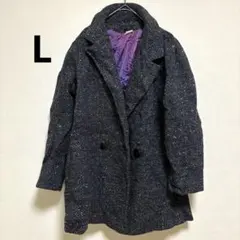 ダブルブレスト チェスターコート　ジャケット　アウター　海外古着　【L】グレー