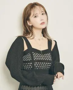 2way Knit Cardigan BLACK ブラック