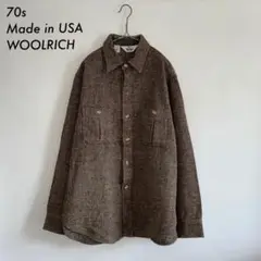 70s アメリカ製 ウールリッチ ウールシャツ エルボーパッチ WOOLRICH