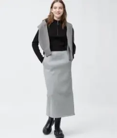 新品　GU ヘビーウェイトスウェットナローロングスカート グレー