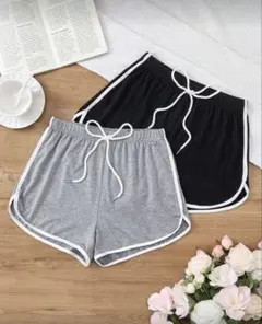 グレー・ブラック サイドライン ショートパンツ