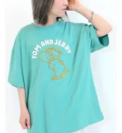 【タグ付き】TOM AND JERRY★刺繍 半袖Tシャツ グリーンのサムネイル