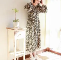 ニコアンド 花柄前開きワンピース