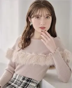 【新品】トッコ♡ファー付きケープライク袖口フリルリブニットプルオーバー