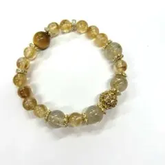 ゴールドルチル　シトリン　タイガーアイ　パワーストーン　ブレスレット