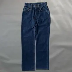【美品】EDWIN デニム　ストレート　502 日本製　牛革　W62 濃紺